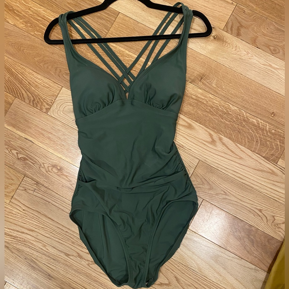Kona Sol Green Plunge Cut One-piece Swimsuit